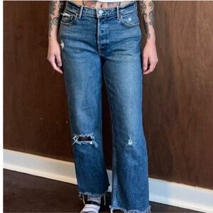 Grlfrnd Helena Straight Slight Distressed Jeans